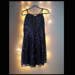 Blue Sequined Homecoming Dress
